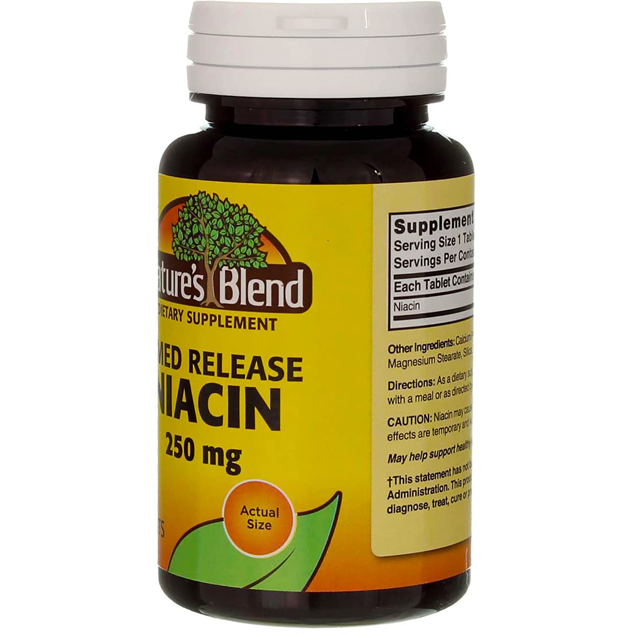Nature's Blend Niacin Timed Release 250 mg Tablet, 100 Count