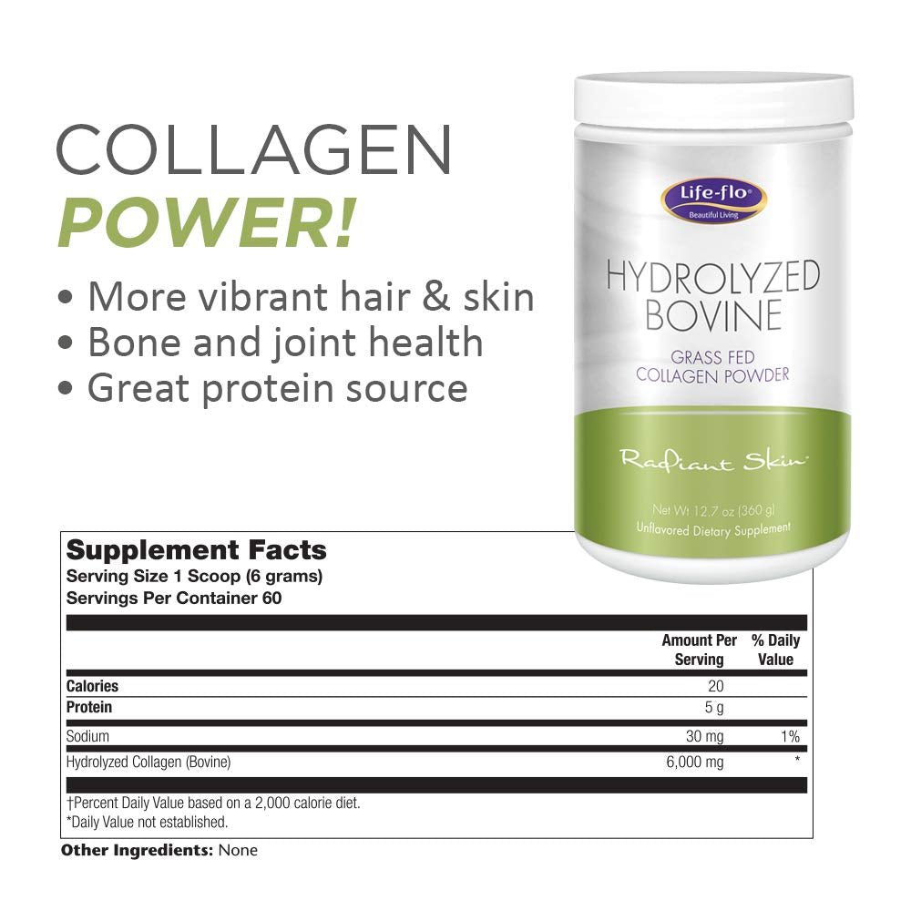LIFE-FLO Hydrolyzed Bovine Collagen, Grass Fed Powder 12.7oz