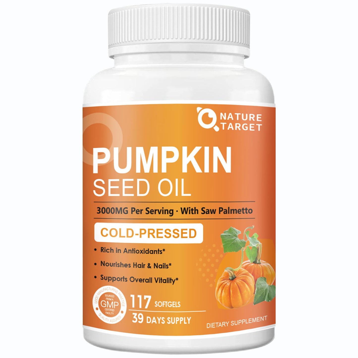 Nature Target Pumpkin Seed Oil with Saw Palmetto 3000mg 117 Count Capsule