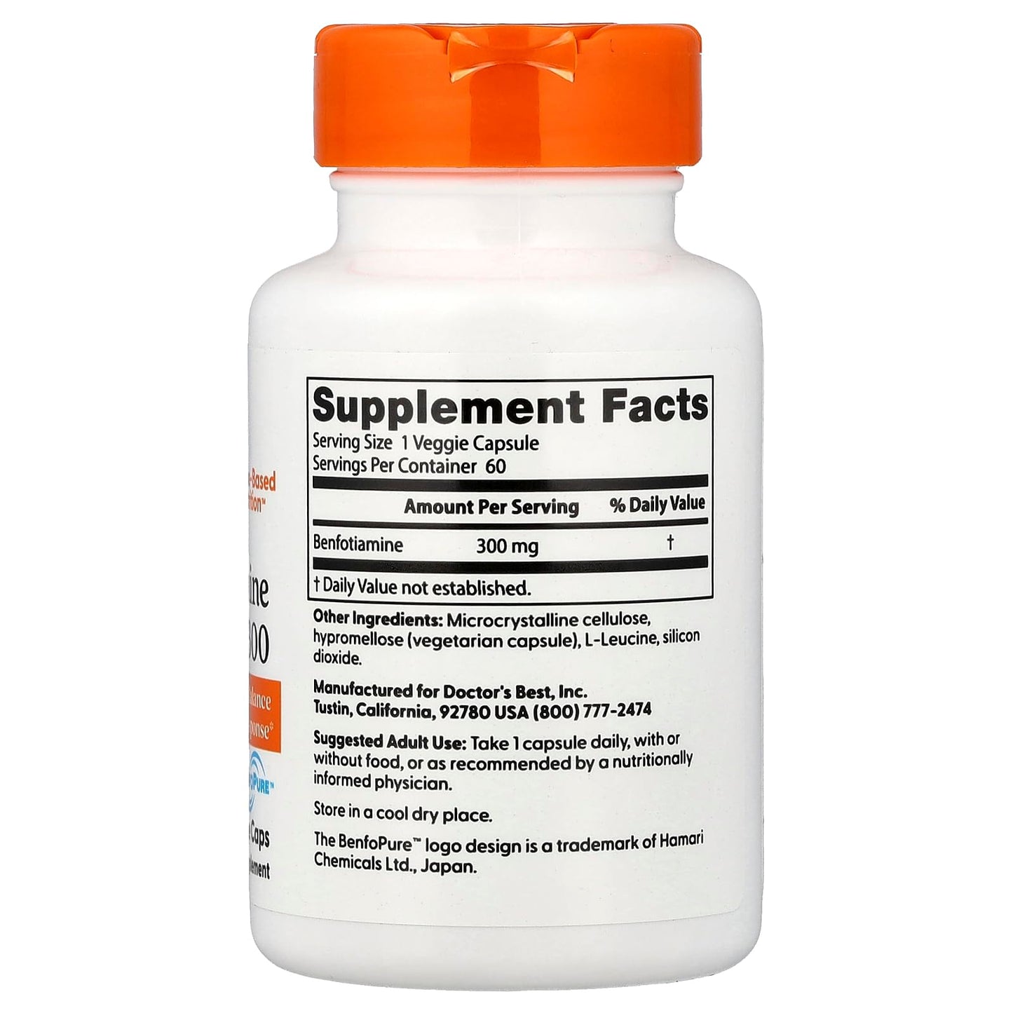 Doctor's Best Benfotiamine with BenfoPure 300 mg Capsules, 60 Count