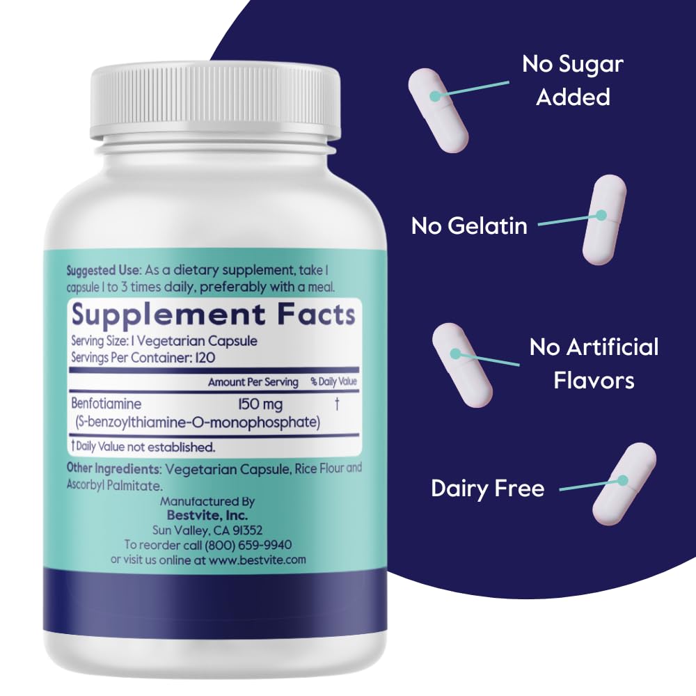 BESTVITE Benfotiamine 150mg Capsules 360 Capsules
