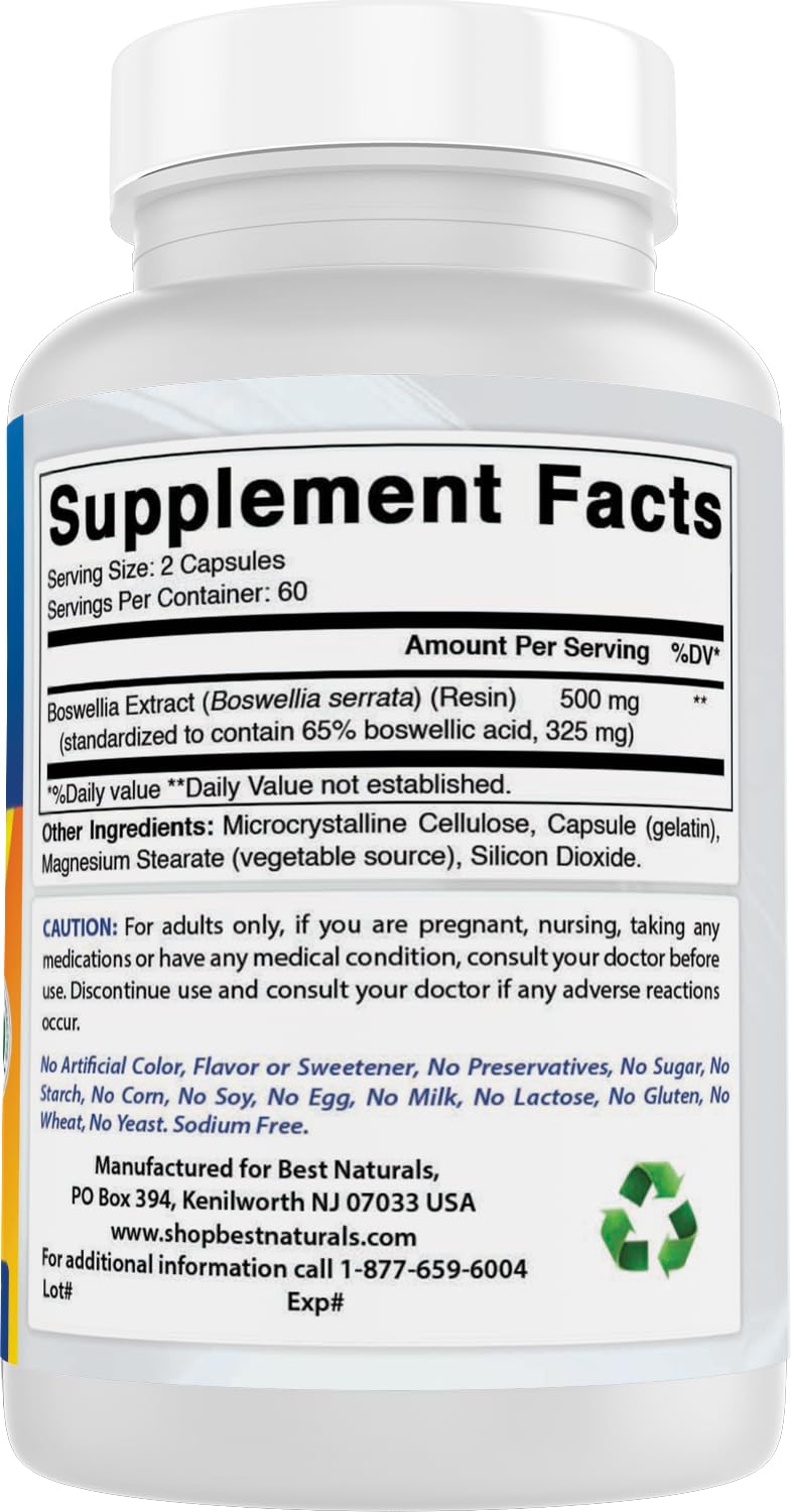 Best Naturals Boswellia Serrata Joint Health 250 mg Capsules, 120 Count