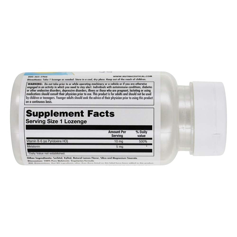 KAL Melatonin Lozenges Natural Lemon Flavor 5 mg, 60 Lozenges