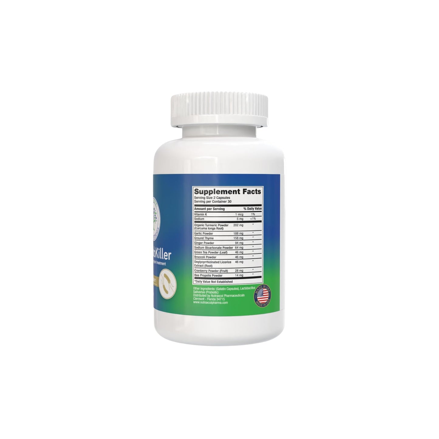 Nutraxcol Pharmaceuticals HELICOBKILLER - Natural Digestive Support Supplement Capsule, 60 Capsules