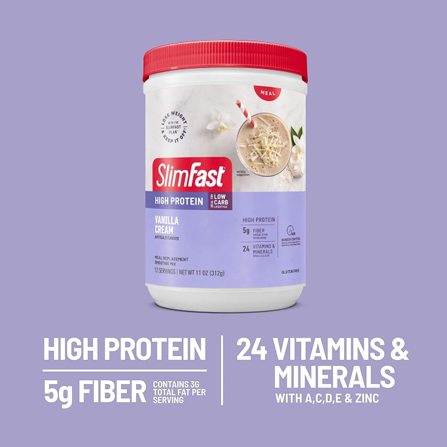 SlimFast Advanced Nutrition High Protein Meal Replacement Smoothie Mix Powder Vanilla Cream 22.02 oz