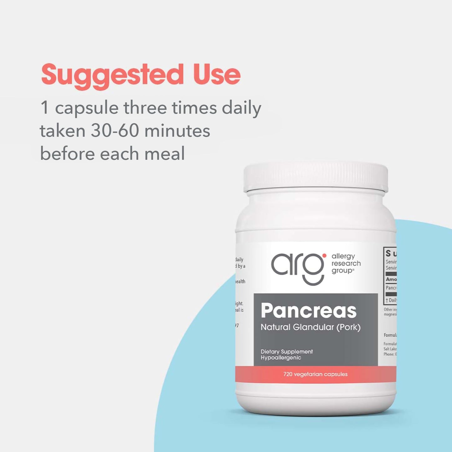 Allergy Research Group ARG Pancreas Natural Glandular Capsules 720