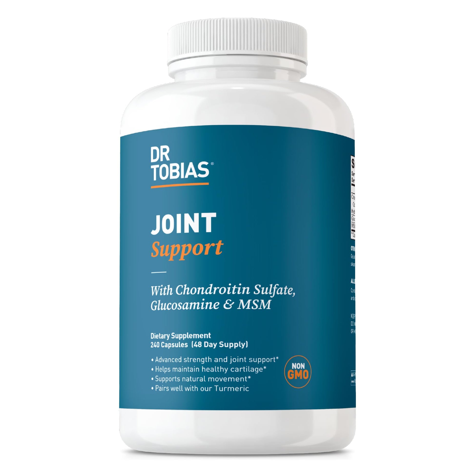 Dr. Tobias Joint Support Supplement with Glucosamine Chondroitin MSM Capsules, 240