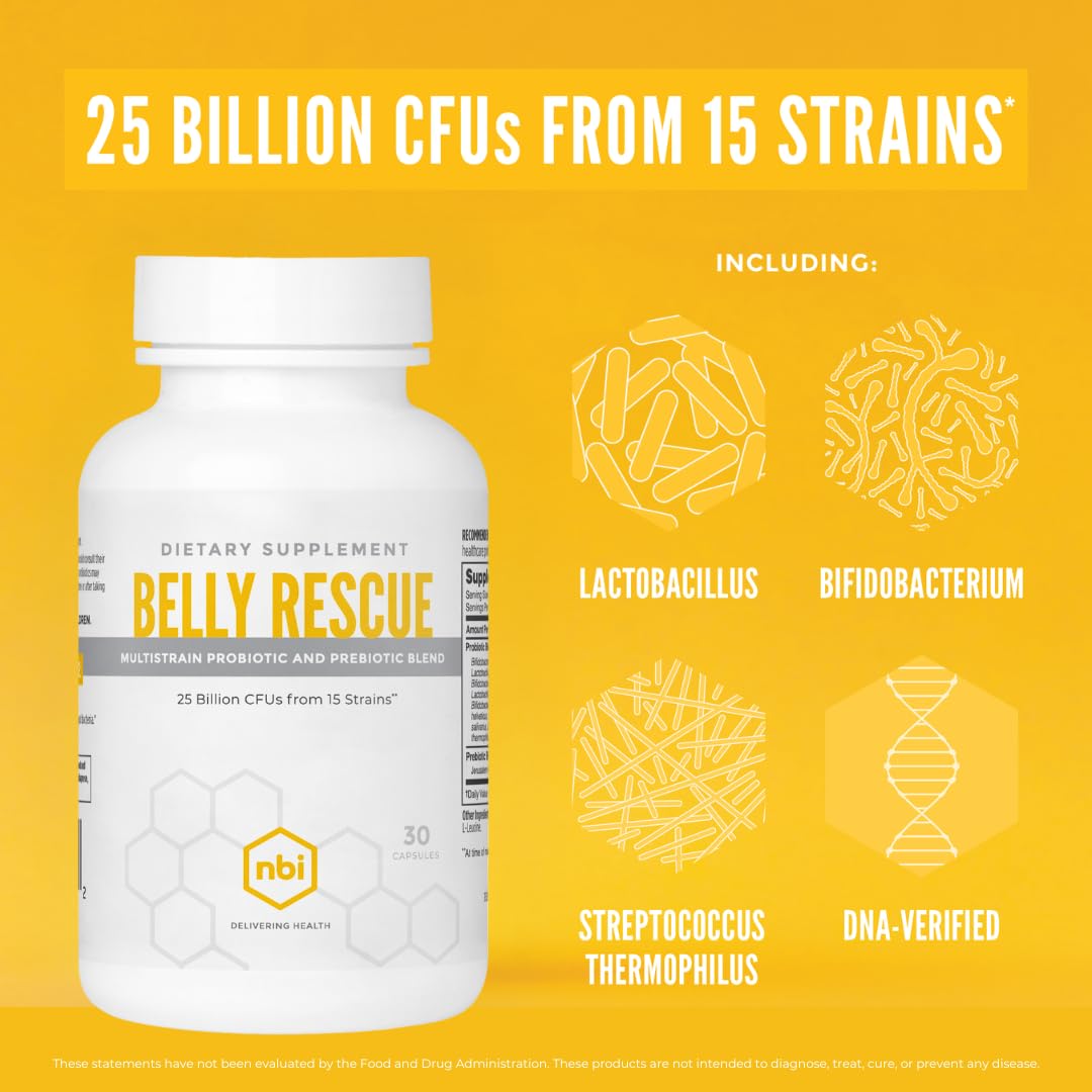 NBI Belly Rescue Probiotics & Prebiotics Blend Capsules, 30 Count