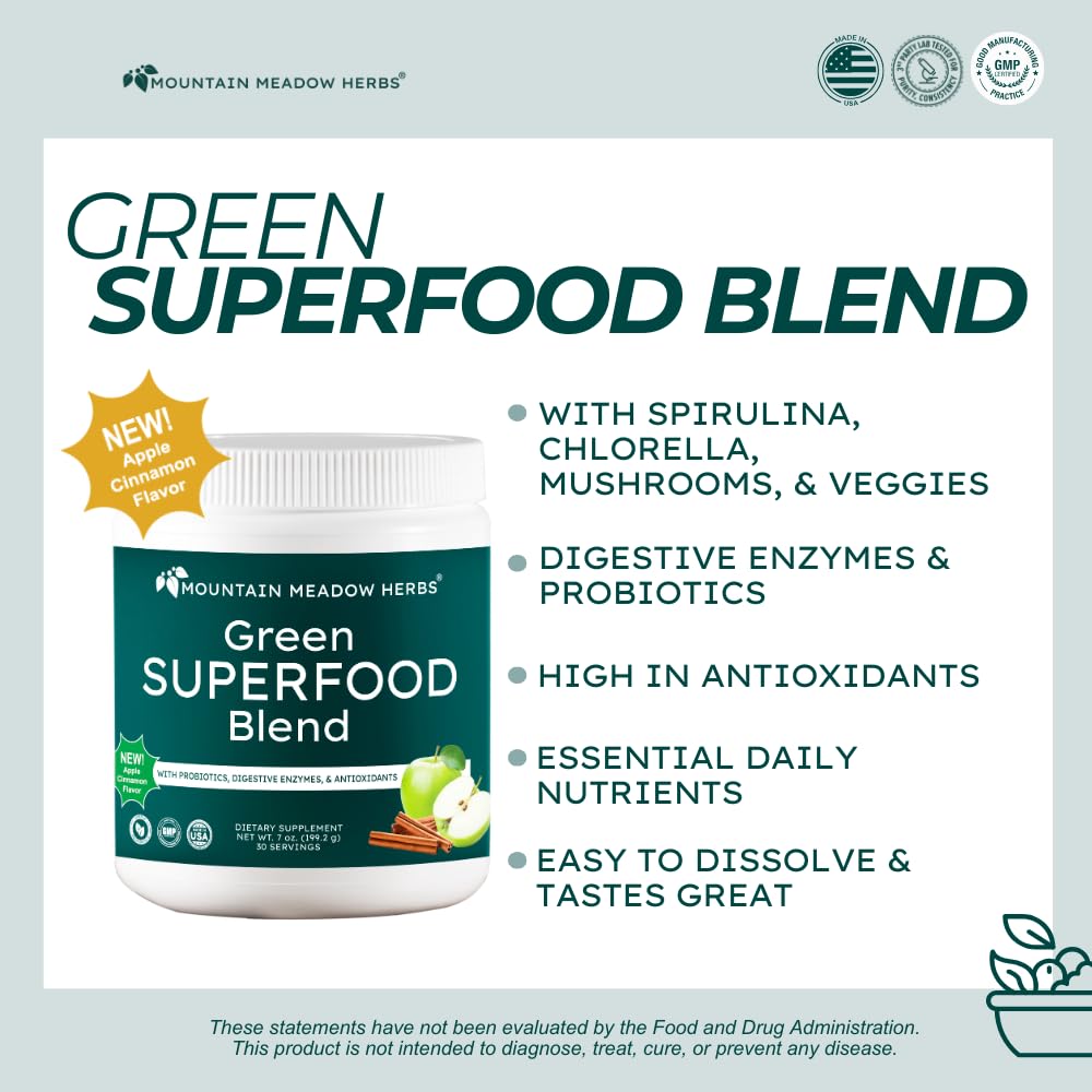 Mountain Meadow Herbs Green Superfood Blend Capsules 120 Count
