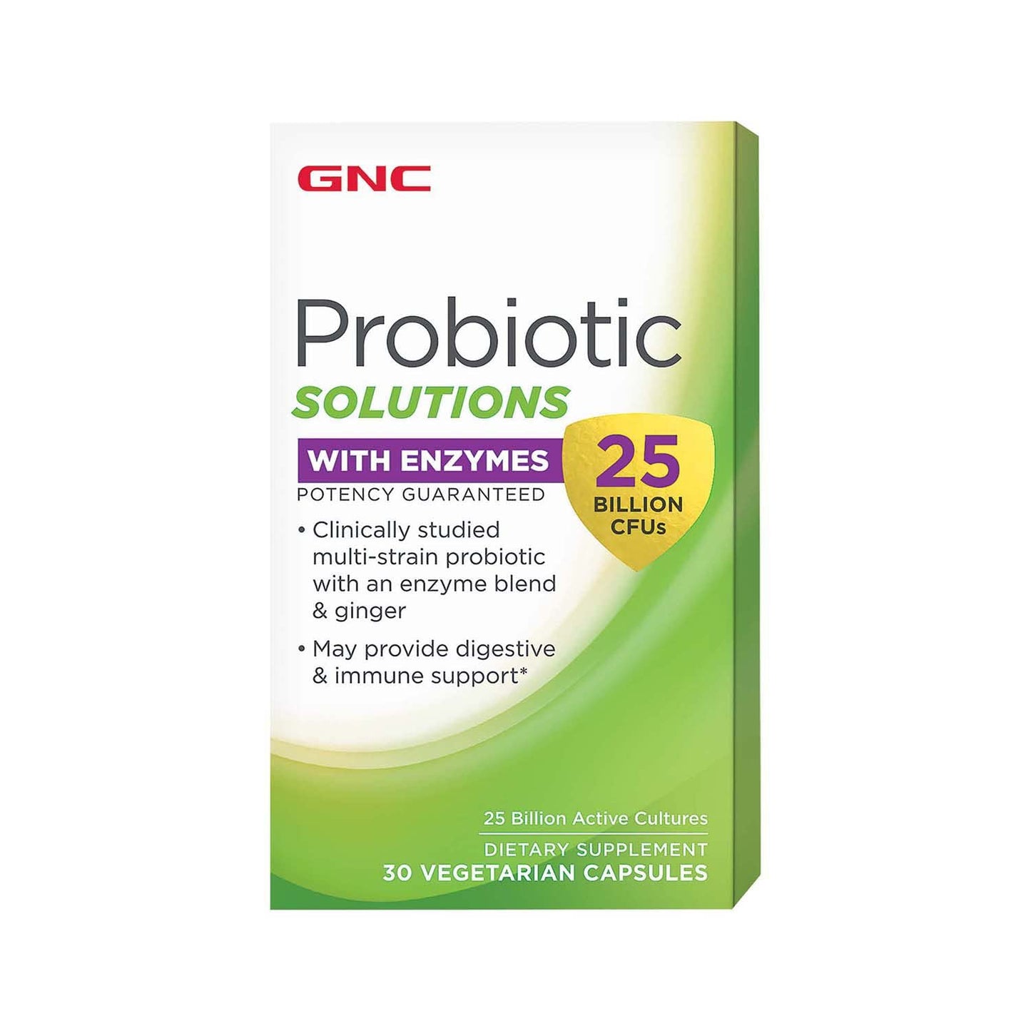 GNC Probiotic Solutions with Enzymes 25 Billion CFUs Capsule, 30 Count