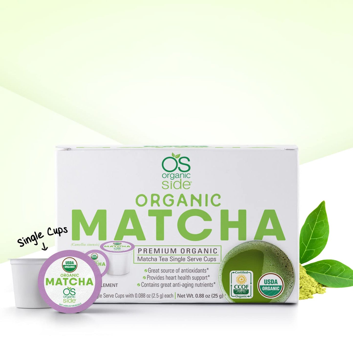 OS Organic Side Greenside Detox Herbal Tea Matcha Powder, 10 Count