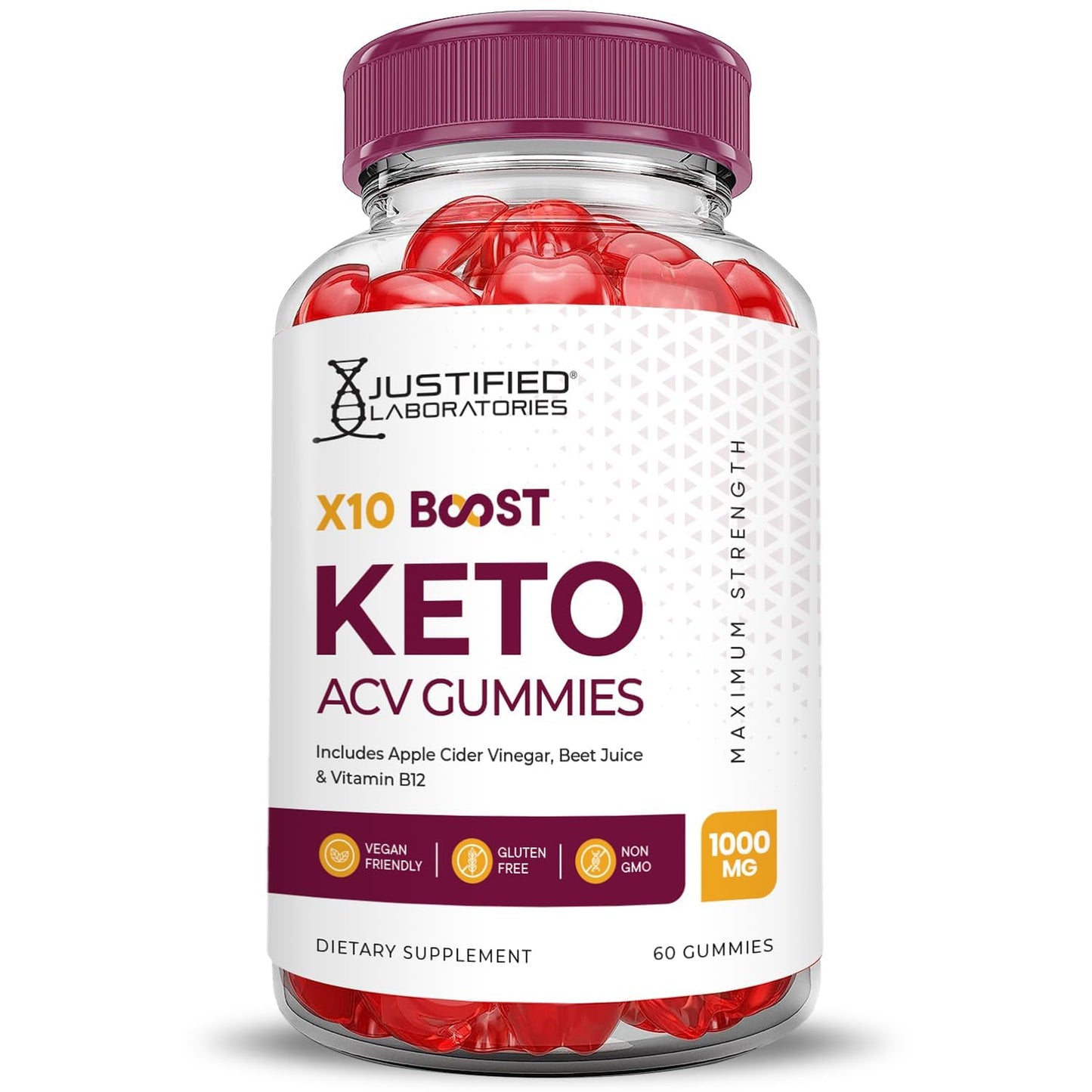 Justified Laboratories X10 Boost Keto ACV Gummy 60 Count