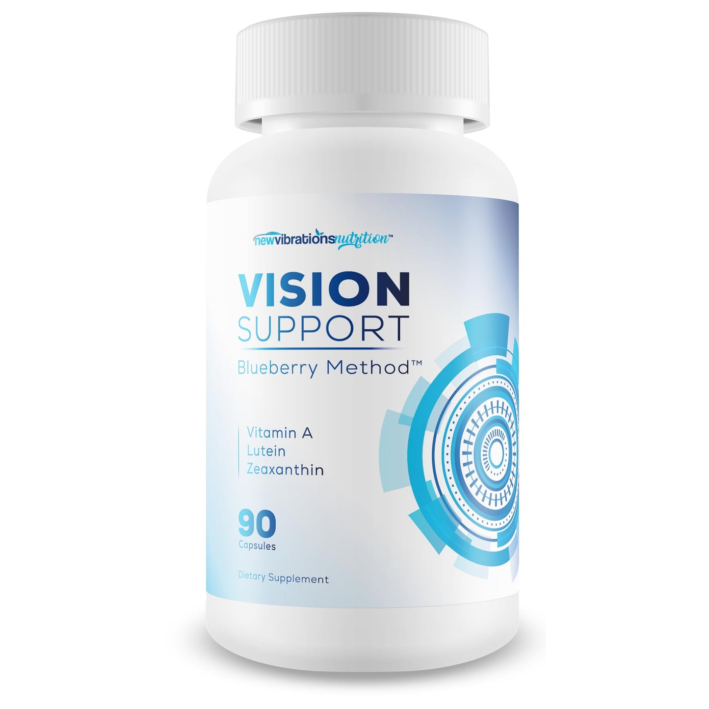 New Vibrations Nutrition Vision Support Lutein Zeaxanthin & Vitamin A Eye Supplement Capsule, 90 Count