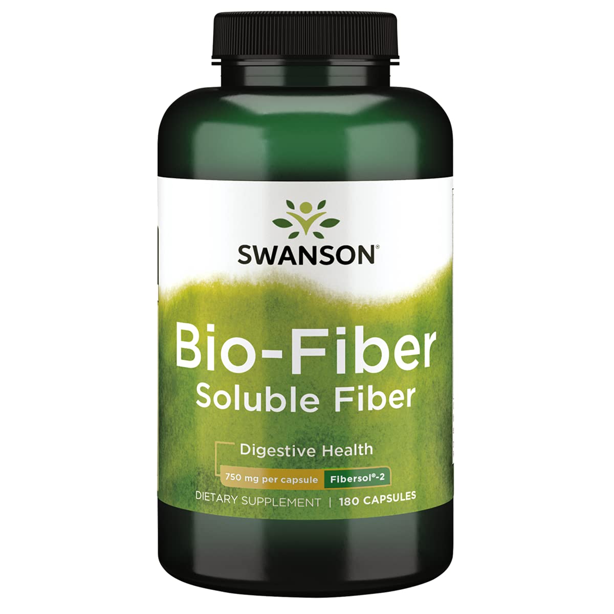 Swanson Bio-Fiber 750 Milligrams Capsules, 180 Count