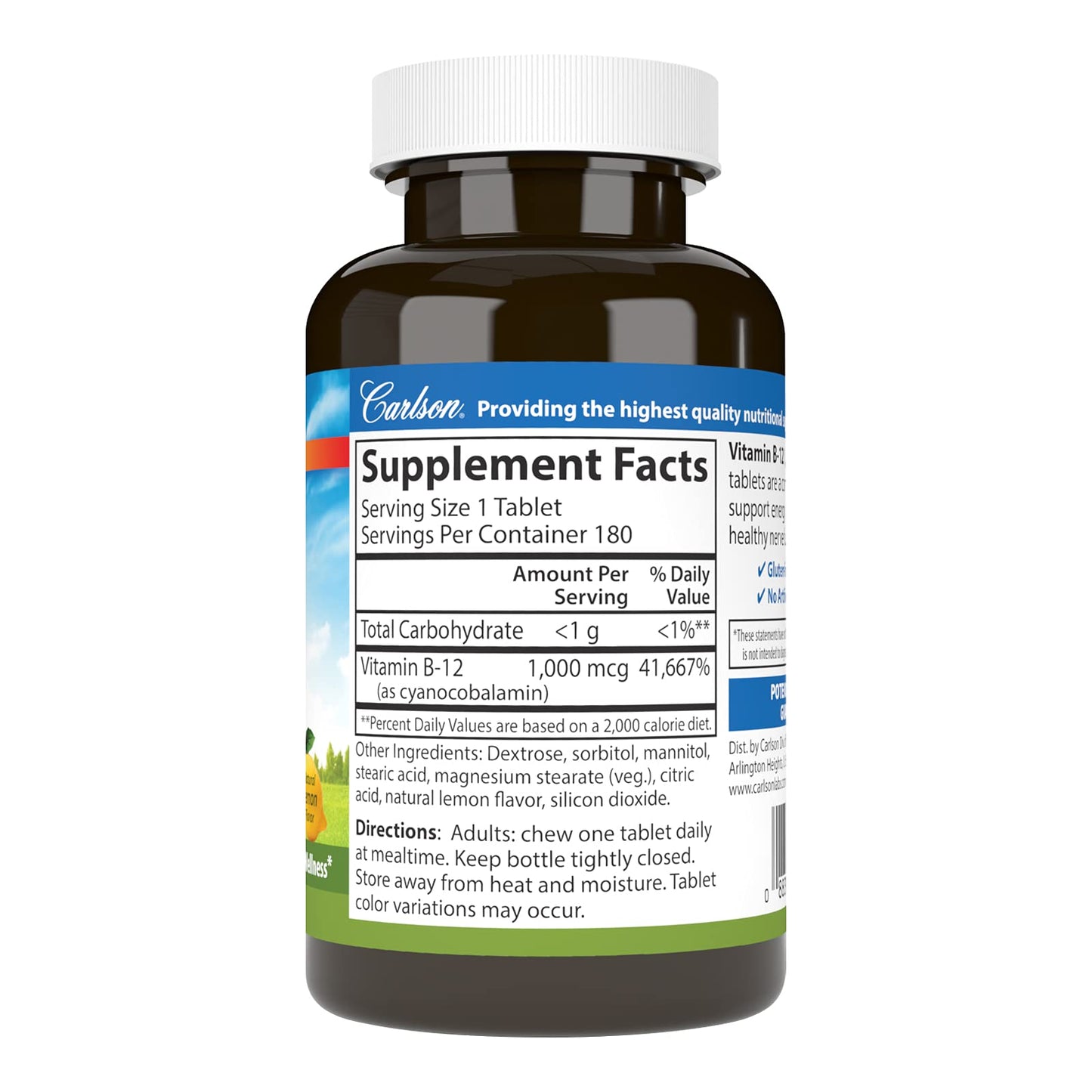 Carlson Vitamin B-12 1000 mcg Tablet, 180 Tablets