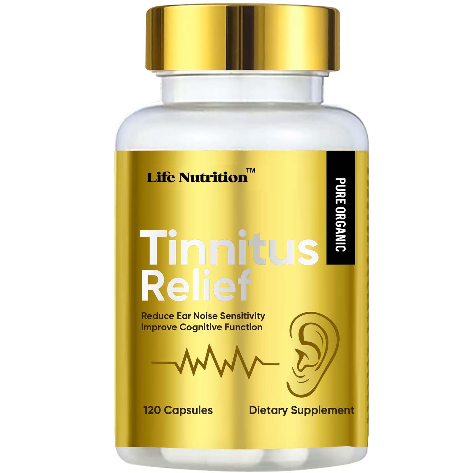 Life Nutrition Tinnitus Relief for Ringing Ears 1200mg Capsule, 120 Count
