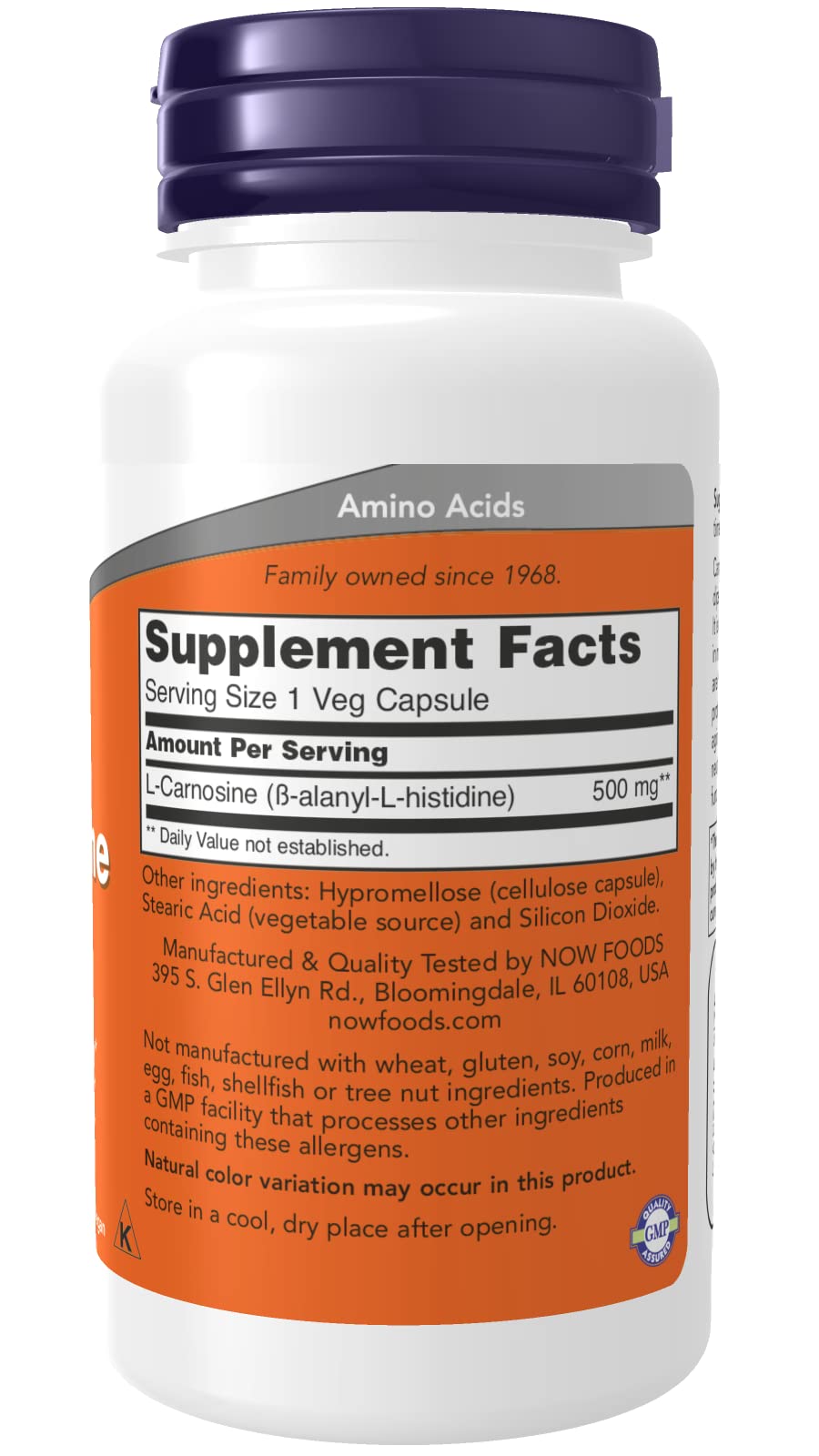NOW Foods L-Carnosine 500 mg Capsule, 150 Capsules