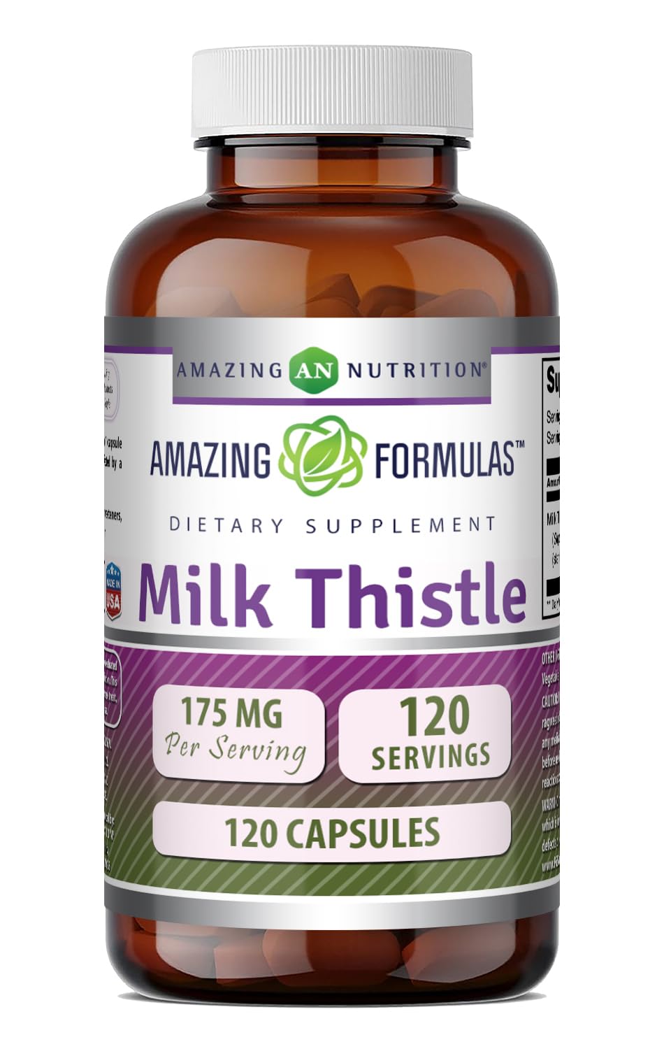 Amazing Nutrition Milk Thistle Supplement Capsules 120 Count