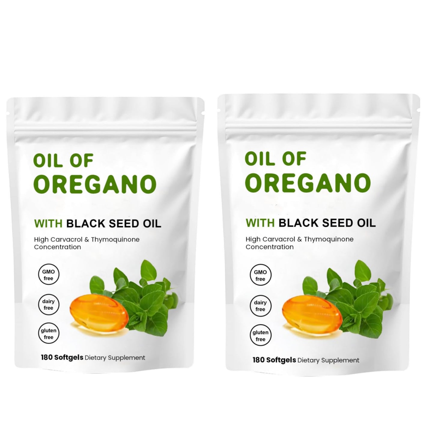 YKJHCSL Oil of Oregano with Black Seed Oil 200mg 360 Capsules