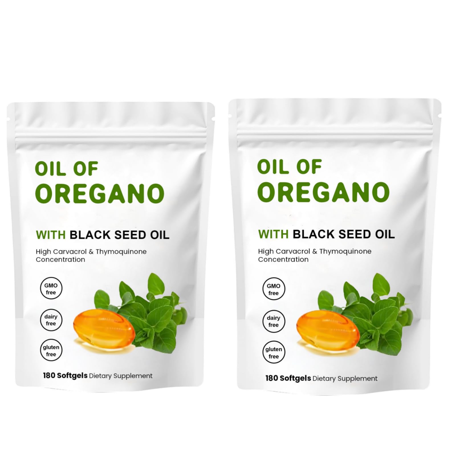 YKJHCSL Oil of Oregano with Black Seed Oil 200mg 360 Capsules