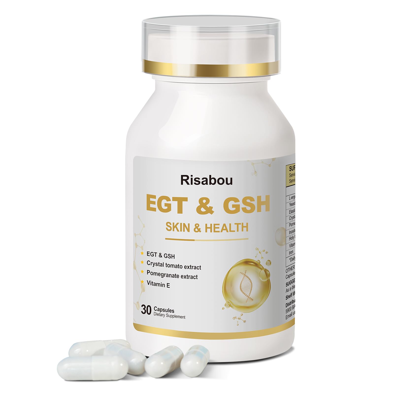 Risabou L-Ergothioneine with Iron Supplement for Women Capsules 30 Capsules
