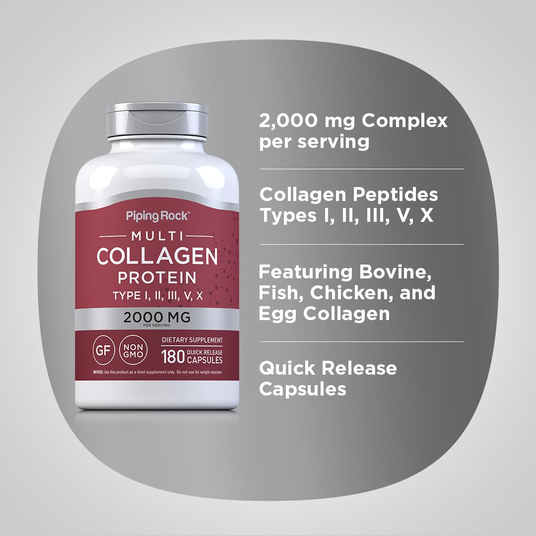 Piping Rock Multi Collagen Protein 2000mg Capsules 180 Count