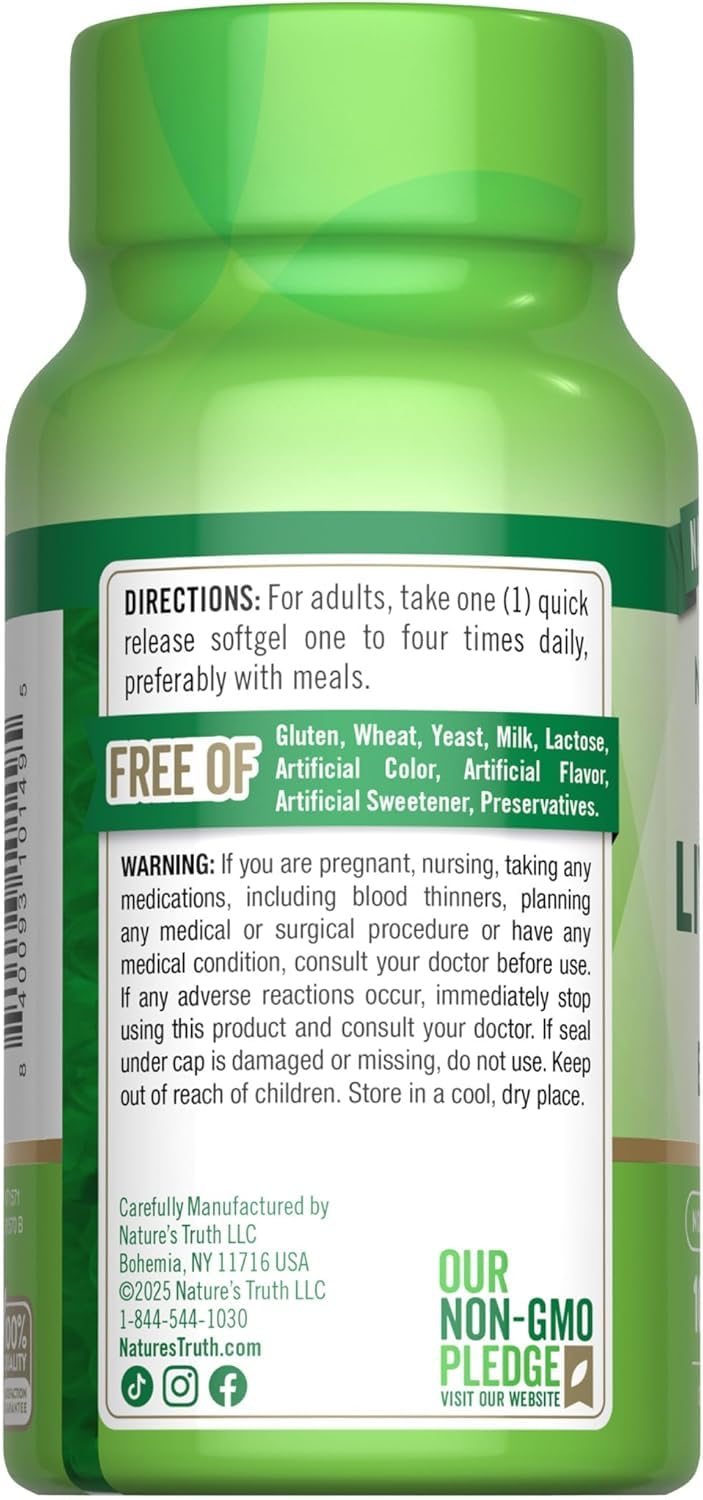 Nature's Truth Norwegian Cod Liver Oil Dietary Supplement Softgels 600