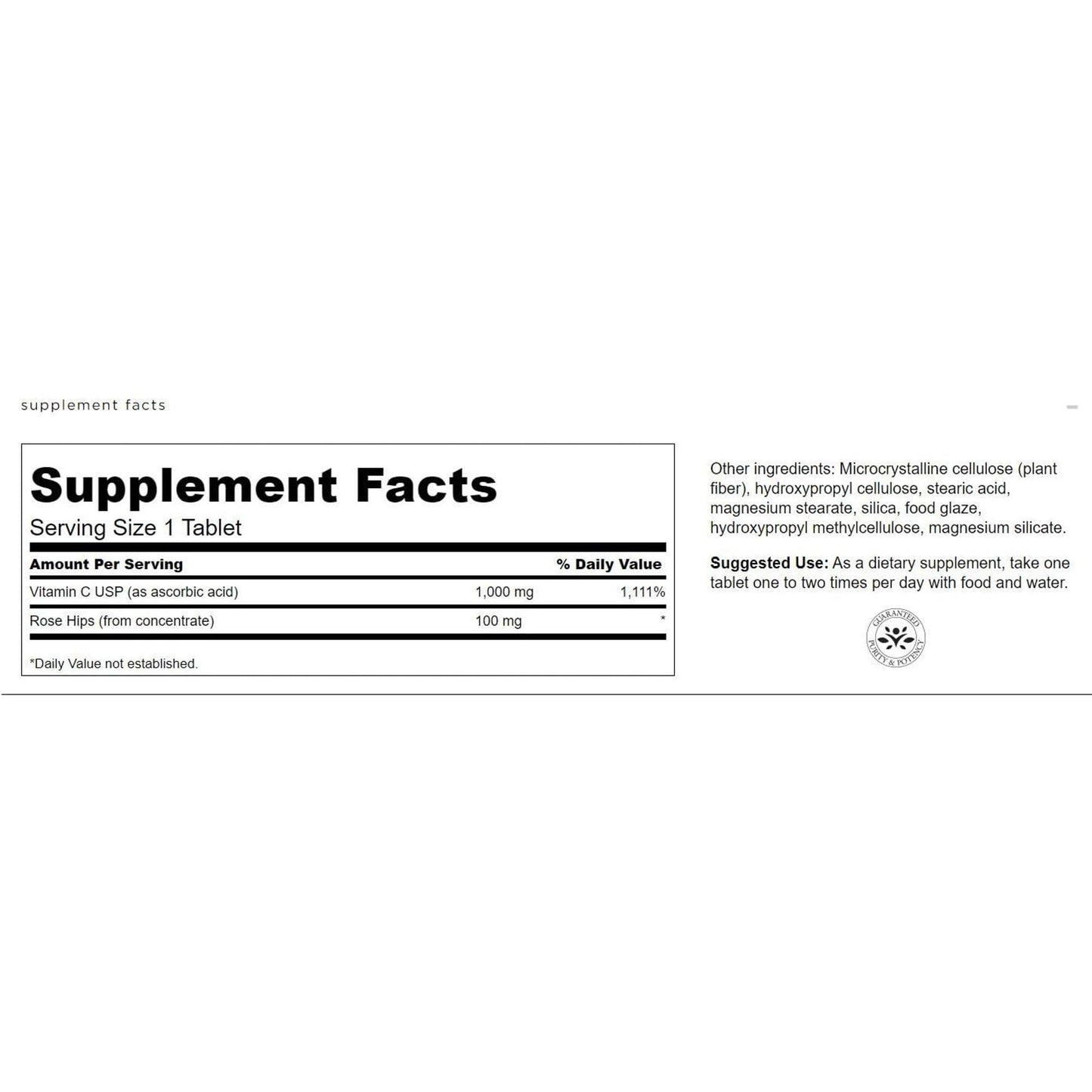 Swanson Vitamin C with Rose Hips Immune System Support Skin Cardiovascular Health Antioxidant Supplement 500 Tablets