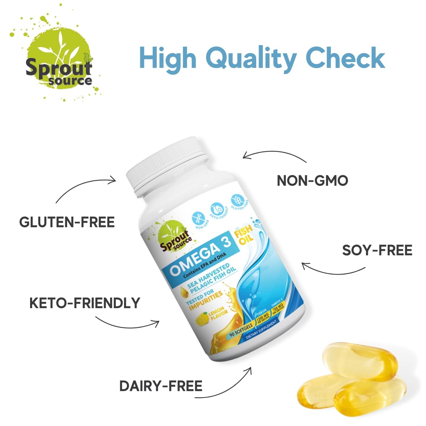 Sprout Source Omega-3 Fish Oil Softgels 90 Count