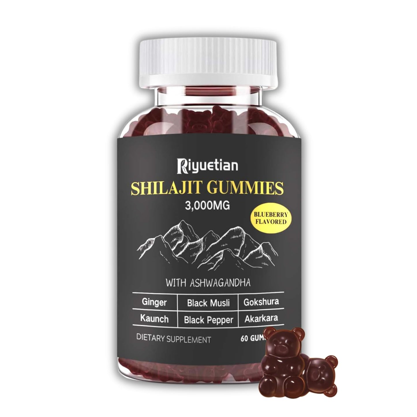 Riyuetian Pure Himalayan Gold Shilajit Gummies 60 Count