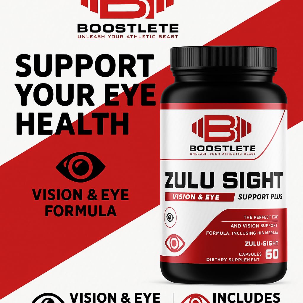 Boostlete Zulu Sight Vision & Eye Support Supplement with Lutein Zeaxanthin Bilberry & Greens Blend 60 Capsules