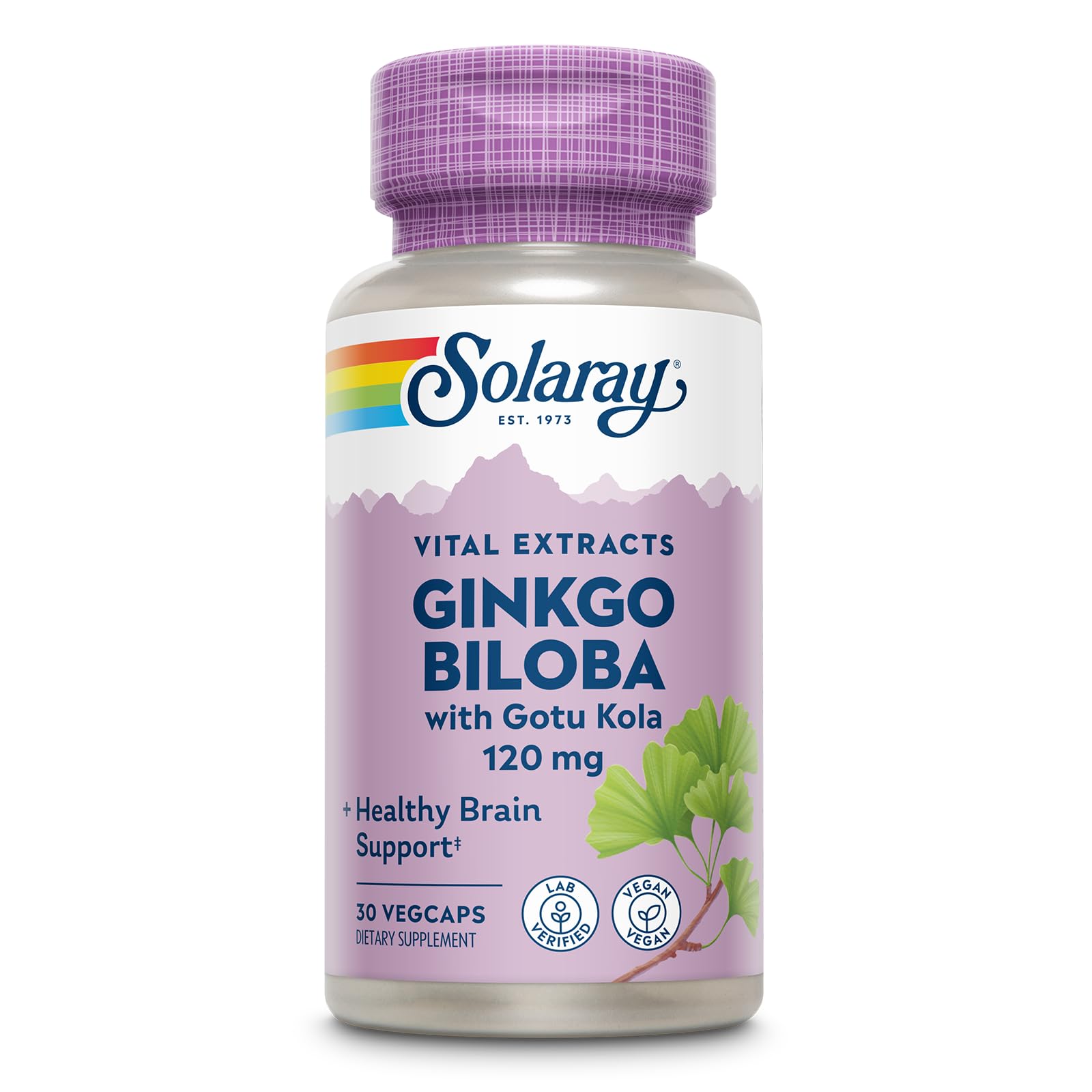 SOLARAY Ginkgo Biloba Extract with Gotu Kola Capsules, 30 VegCaps