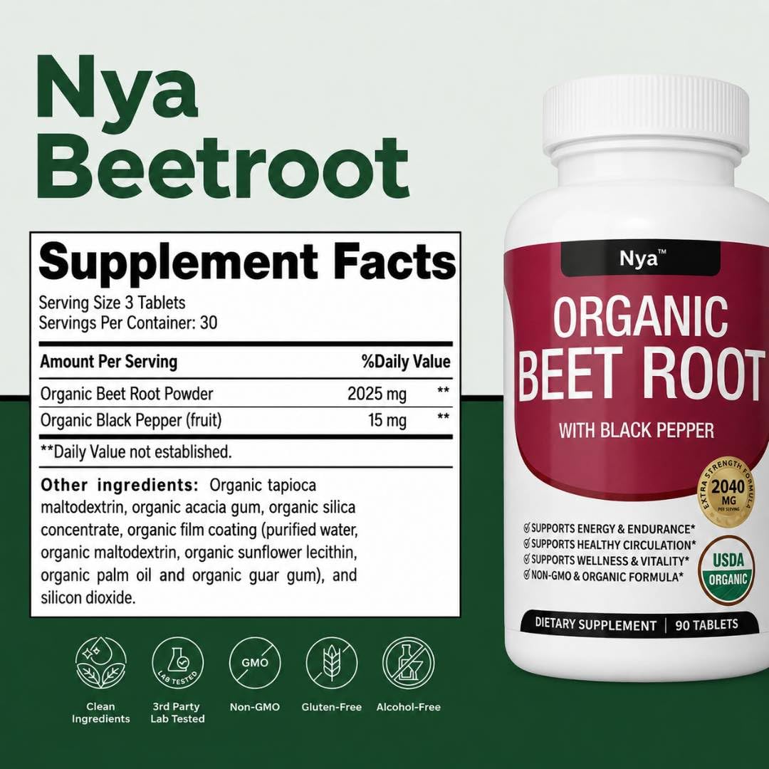 Pricyru NYA-Organic Beet Root Capsule, 120 Capsules