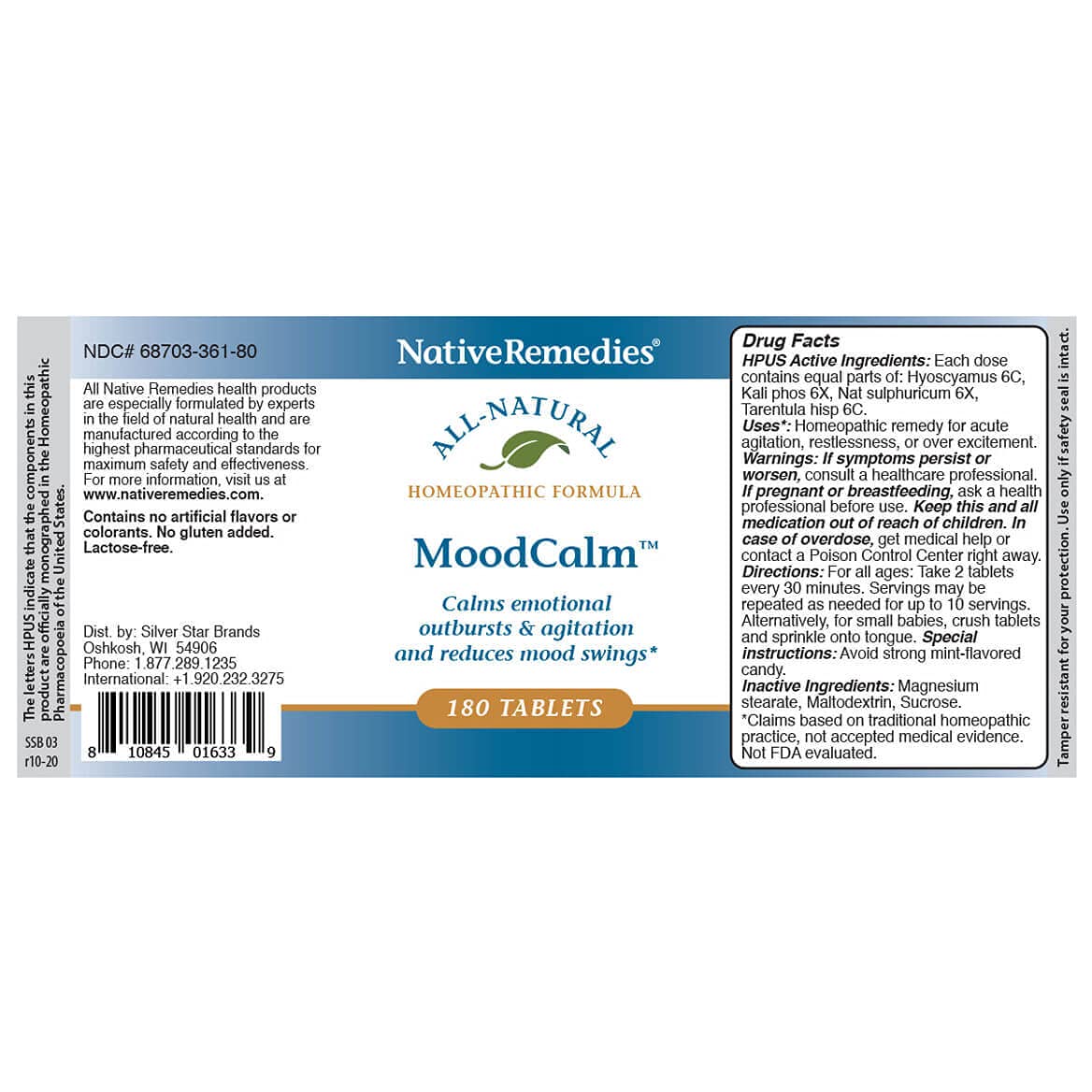 Native Remedies MoodCalm - Natural Homeopathic Formula to Calm Emotional Tablets, 1 Count