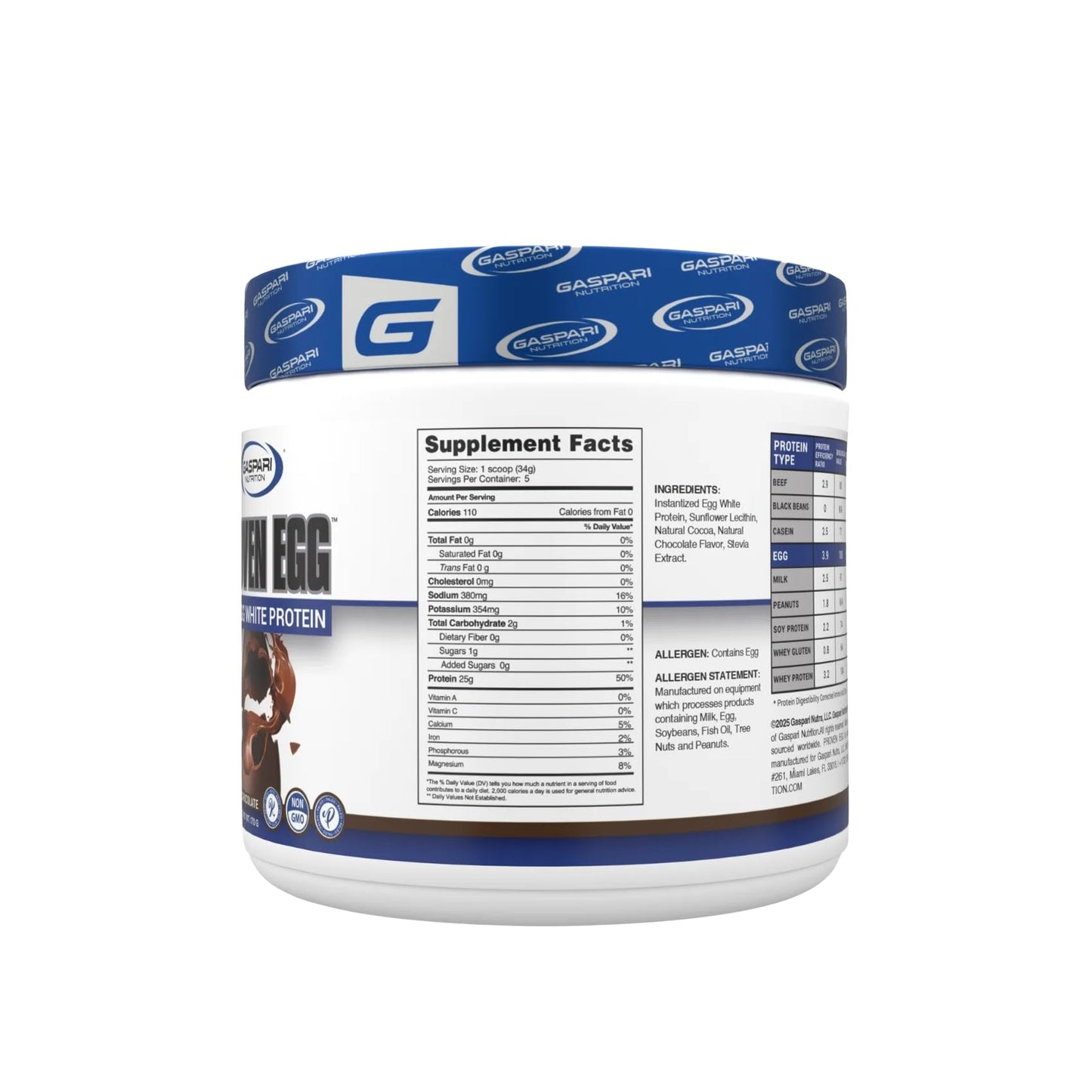 Gaspari Nutrition Proven Egg 100% Egg White Protein Powder, Keto Friendly, Dairy and Lactose Free, Soy Free, Chocolate, 6 oz