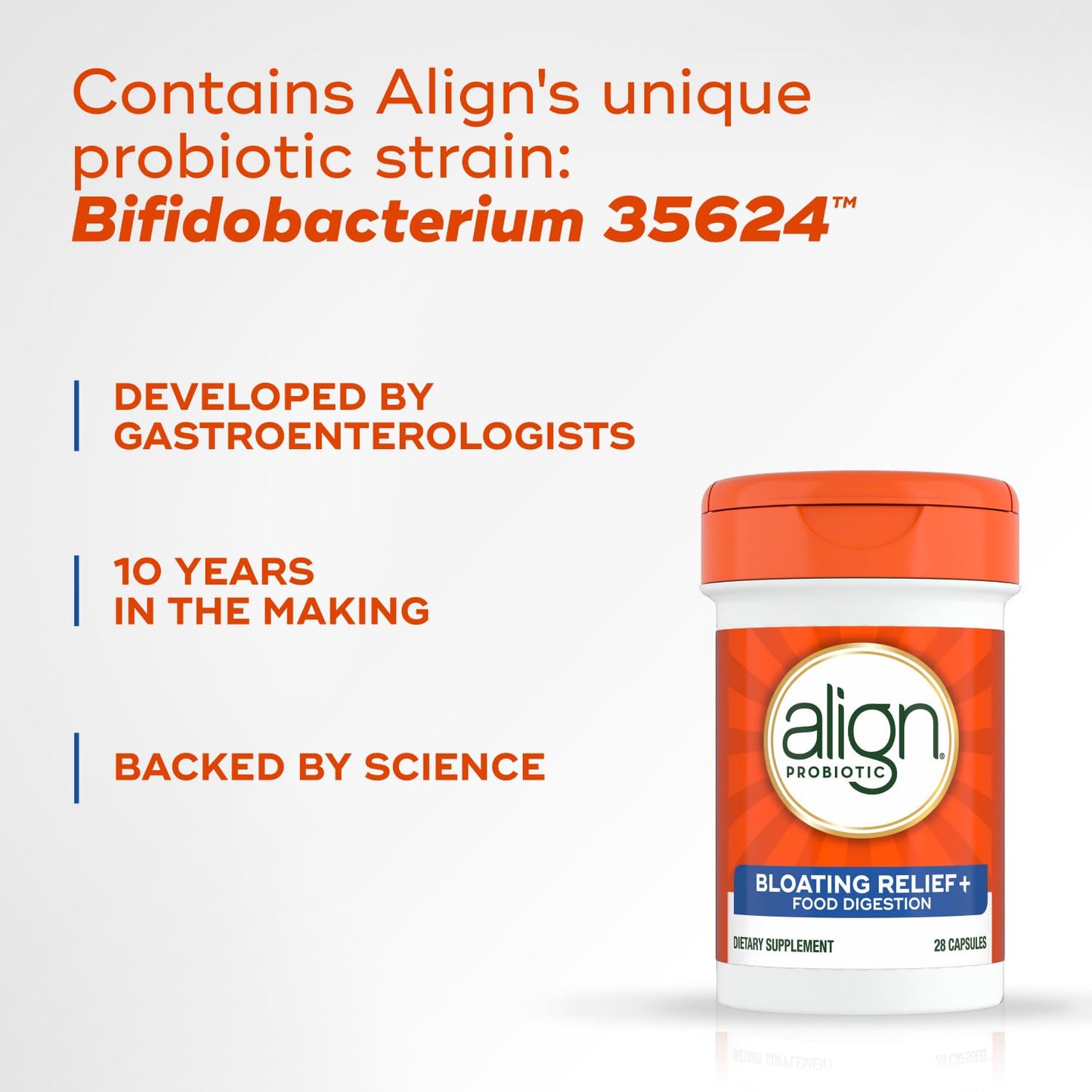 Align Probiotic Bloating Relief + Food Digestion Capsules, 28 Count