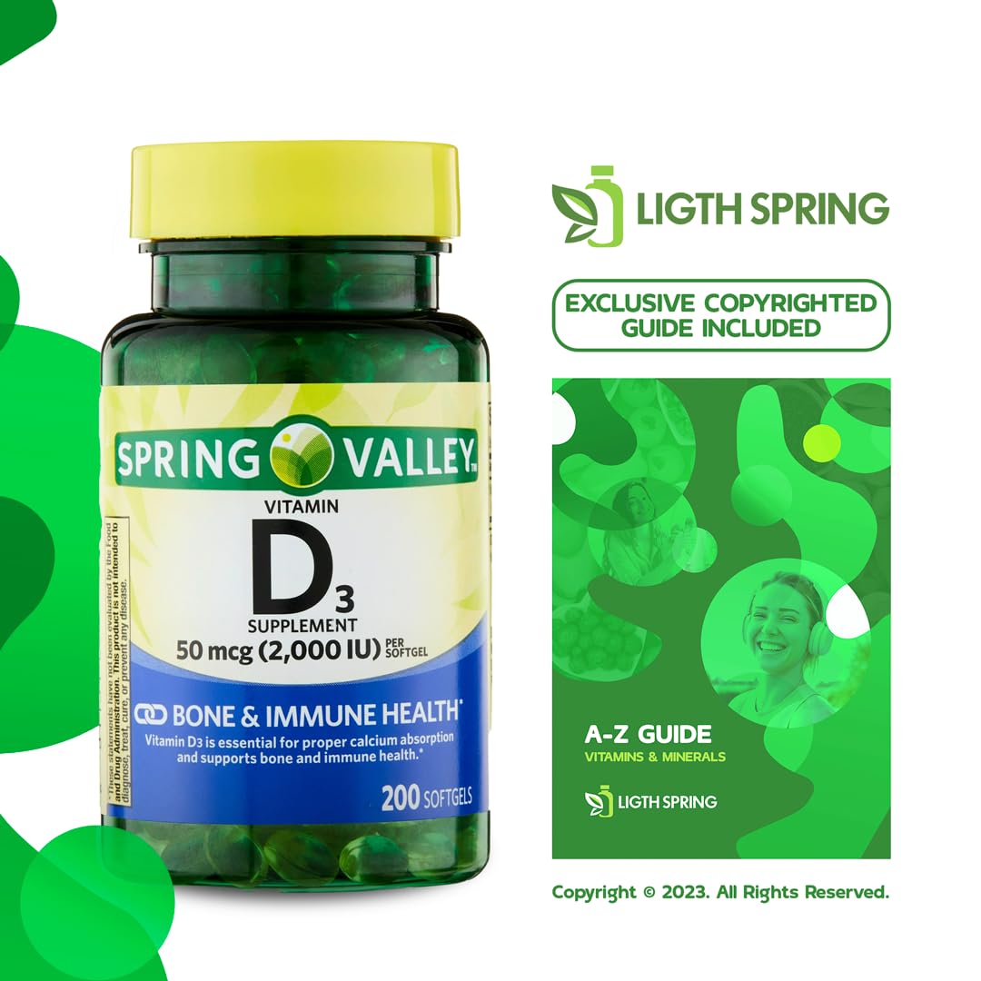 LightSpring Vitamin D3 1000 IU Softgels, 200 Count