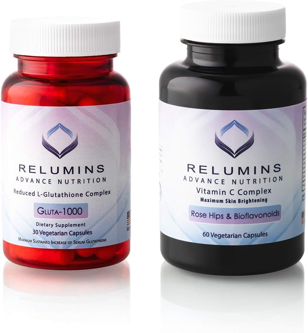 Relumins Advance Nutrition Gluta 1000 and Advance Vitamin C - MAX Skin Lightening Complex, 90 Capsules