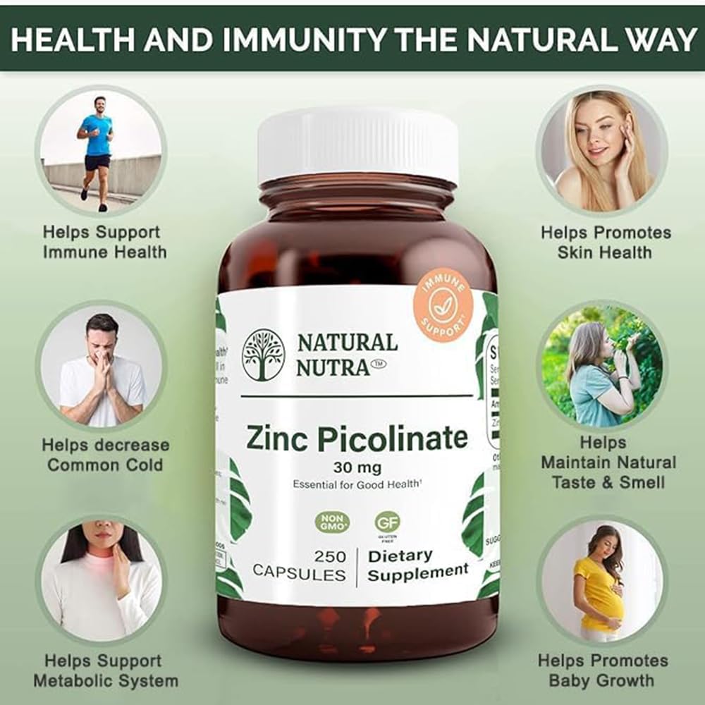Natural Nutra Zinc Picolinate 30 mg Double Strength Capsules, 250 Count