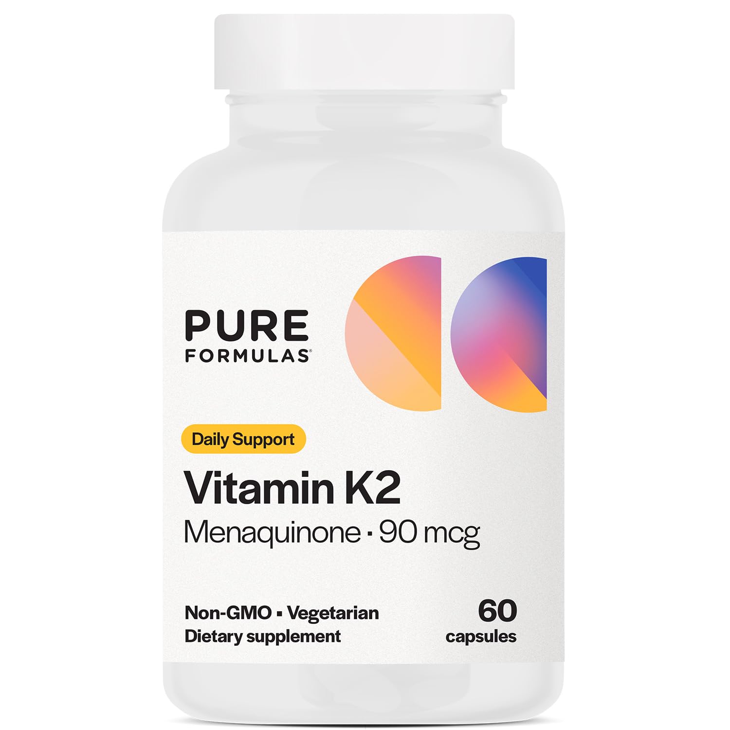 PureFormulas Vitamin K2 MK7 (Menaquinone-7) High Potency 90mcg, 60 Capsules