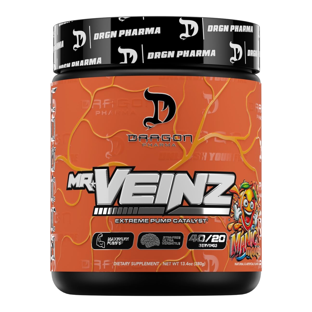 DRAGON PHARMA Mr. Veinz Stim Free Pre-Workout Powder 13.4 Ounce