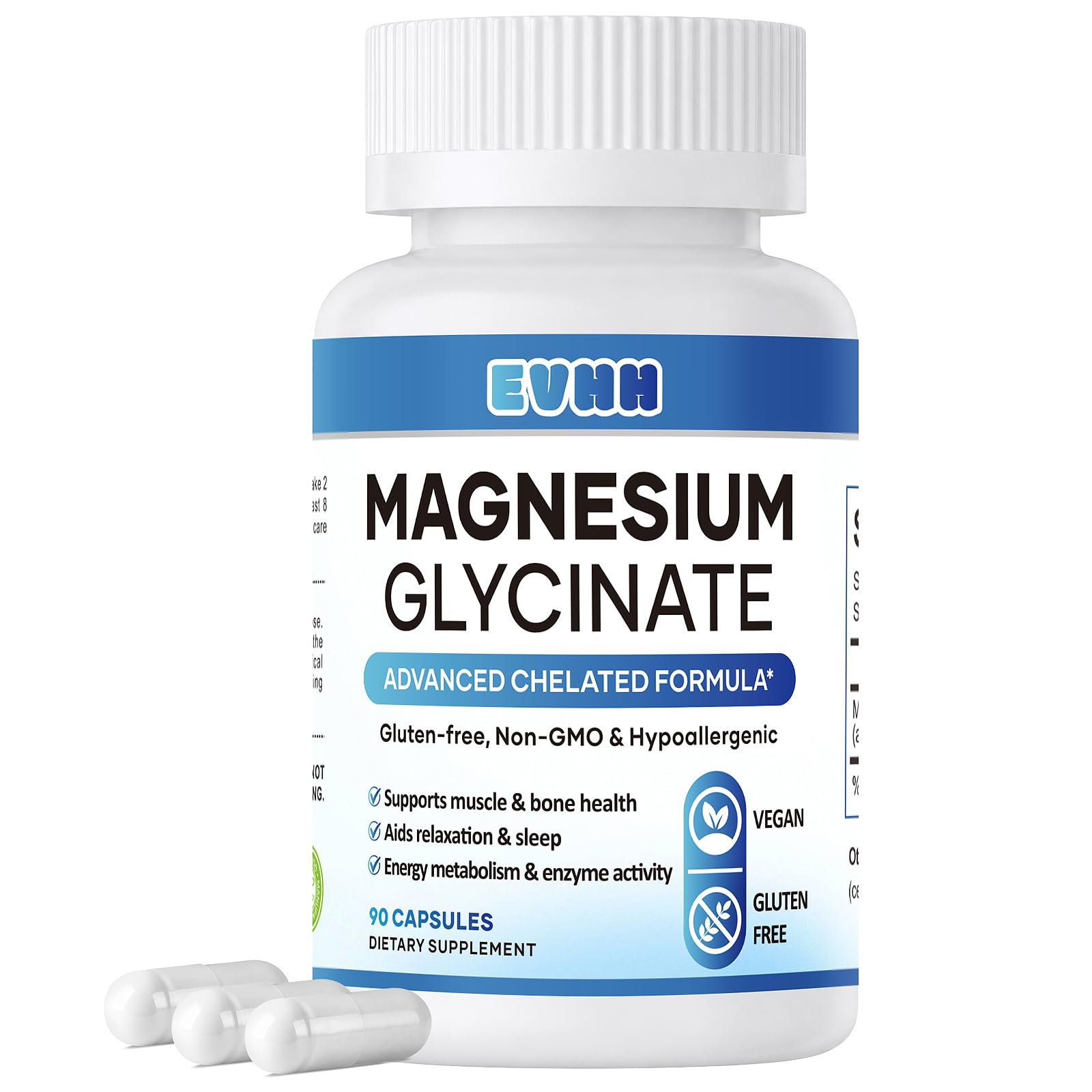 EVHH Magnesium Glycinate 240mg Vegan Capsules, 90 Capsules