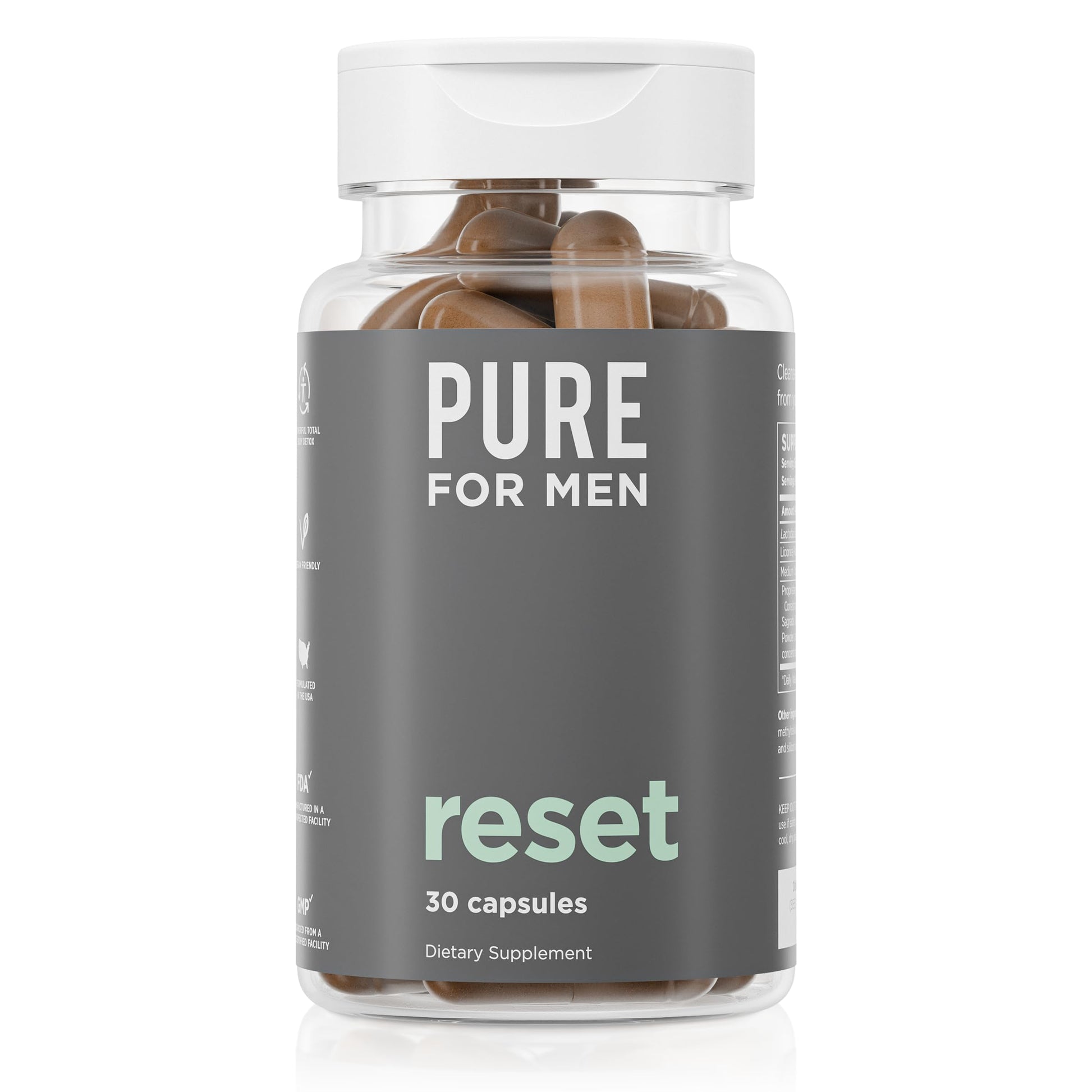 Pure for Men Detox Supplement Reset Capsule, 30 Capsules