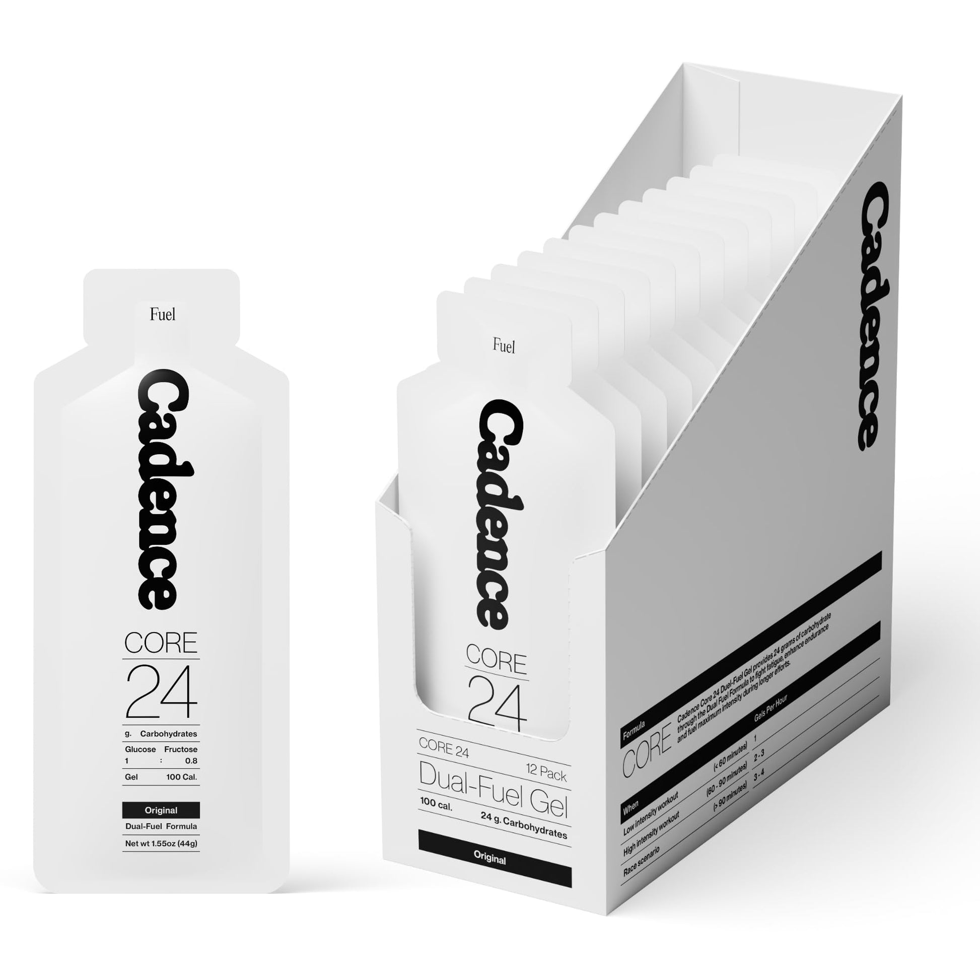 Cadence Core Energy Gels for Running Endurance, 12 Pack