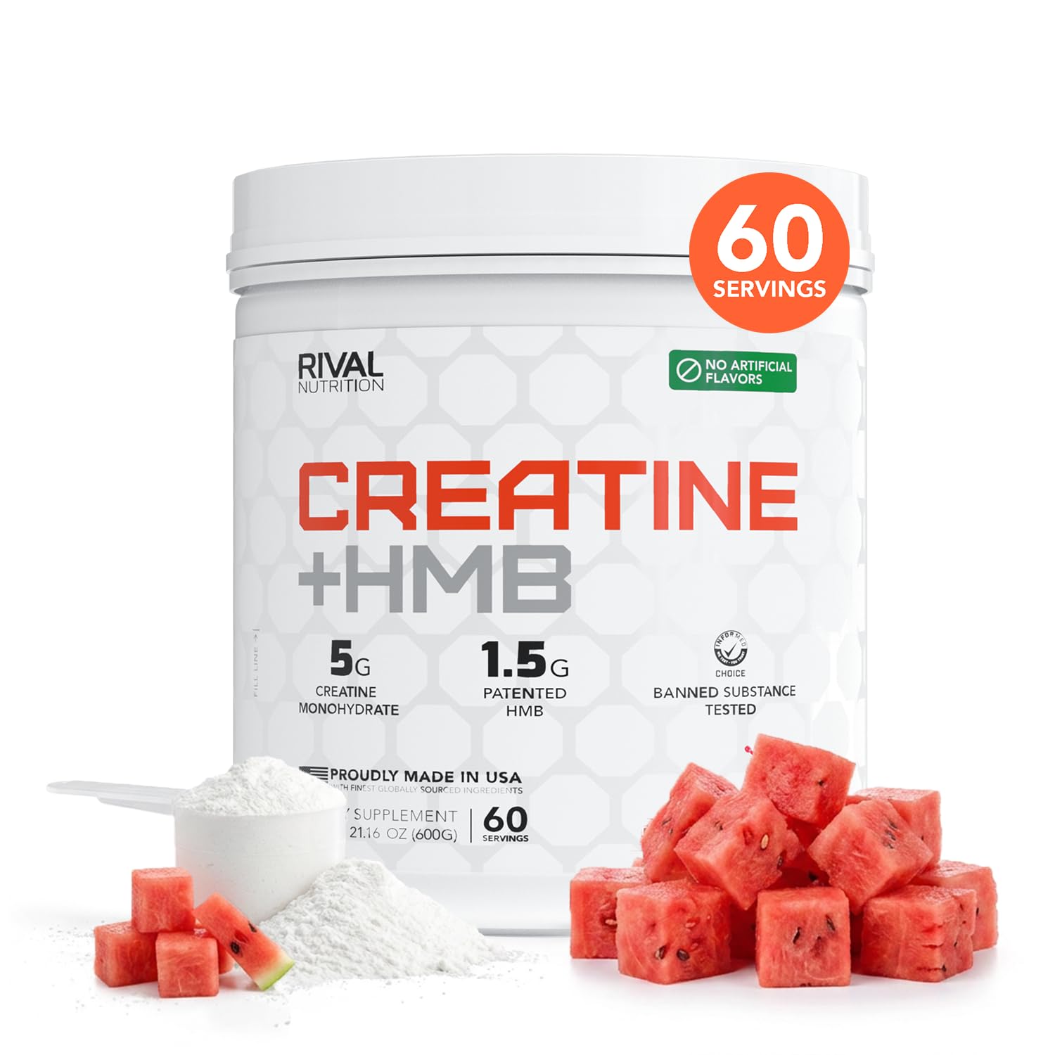RIVAL NUTRITION Creatine + HMB Powder, 21 Count