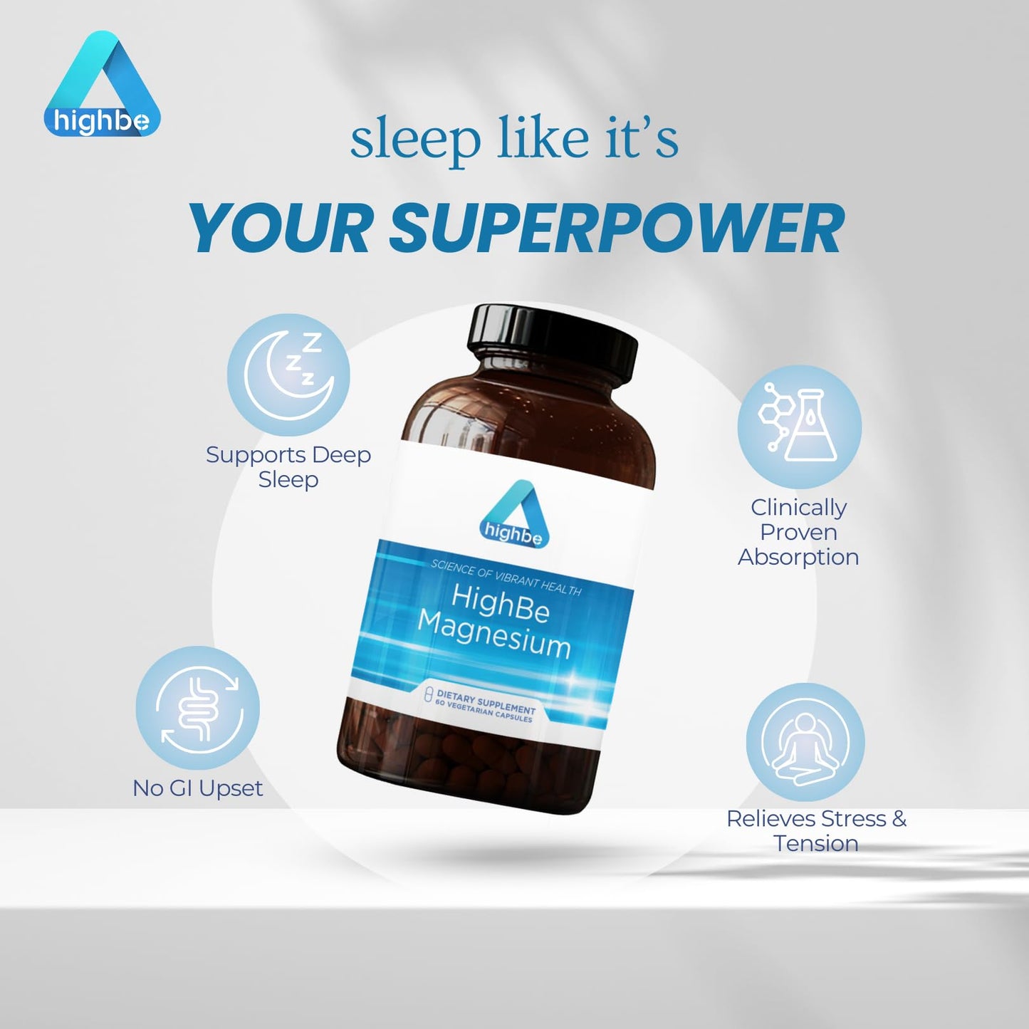 Highbe Magnesium Glycinate Supplement 60 Capsules