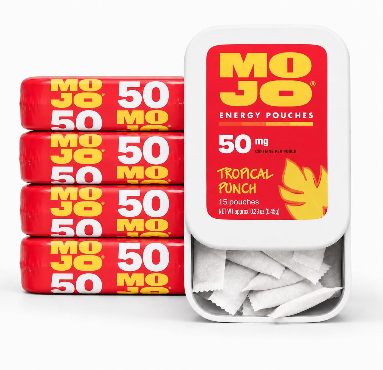 MOJO Energy 50mg Caffeine Pouches, Tropical Punch, 75 Count