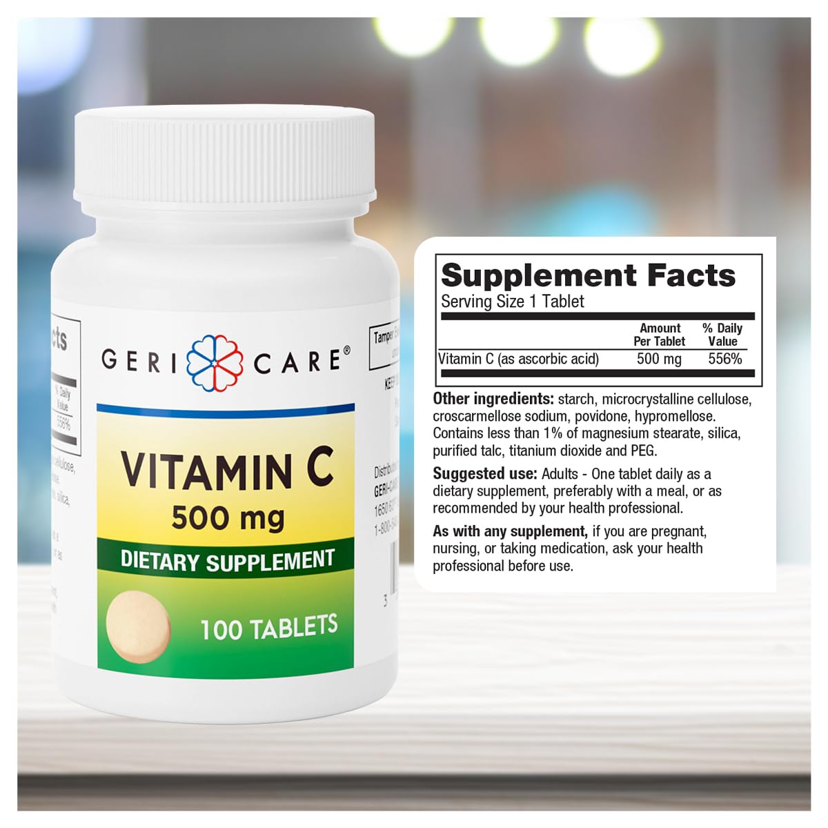 GeriCare Vitamin C 500 mg Tablet 100 Count