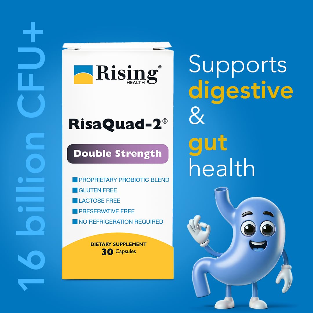 Rising RisaQuad-2 Double Strength Probiotic Dietary Supplement 30 Capsules
