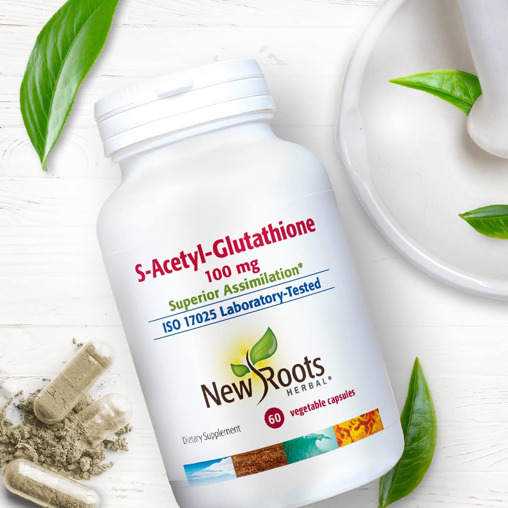 New Roots Herbal S-Acetyl-Glutathione 100mg Capsules, 60 Veg Caps